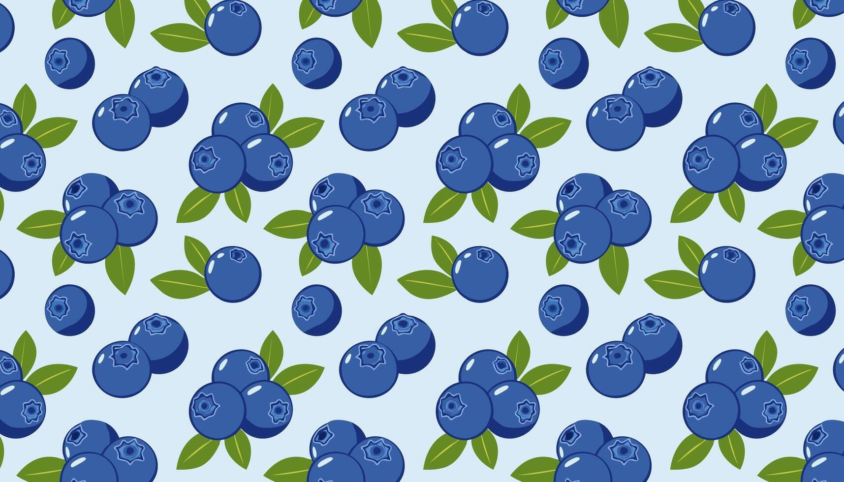 Seamless pattern with blueberries on a blue background. illustration. vector