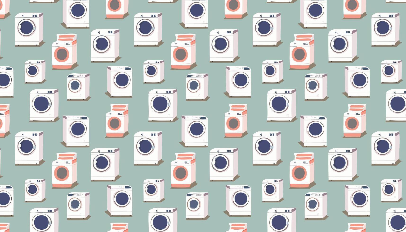 Seamless pattern with washing machines on blue background. illustration vector