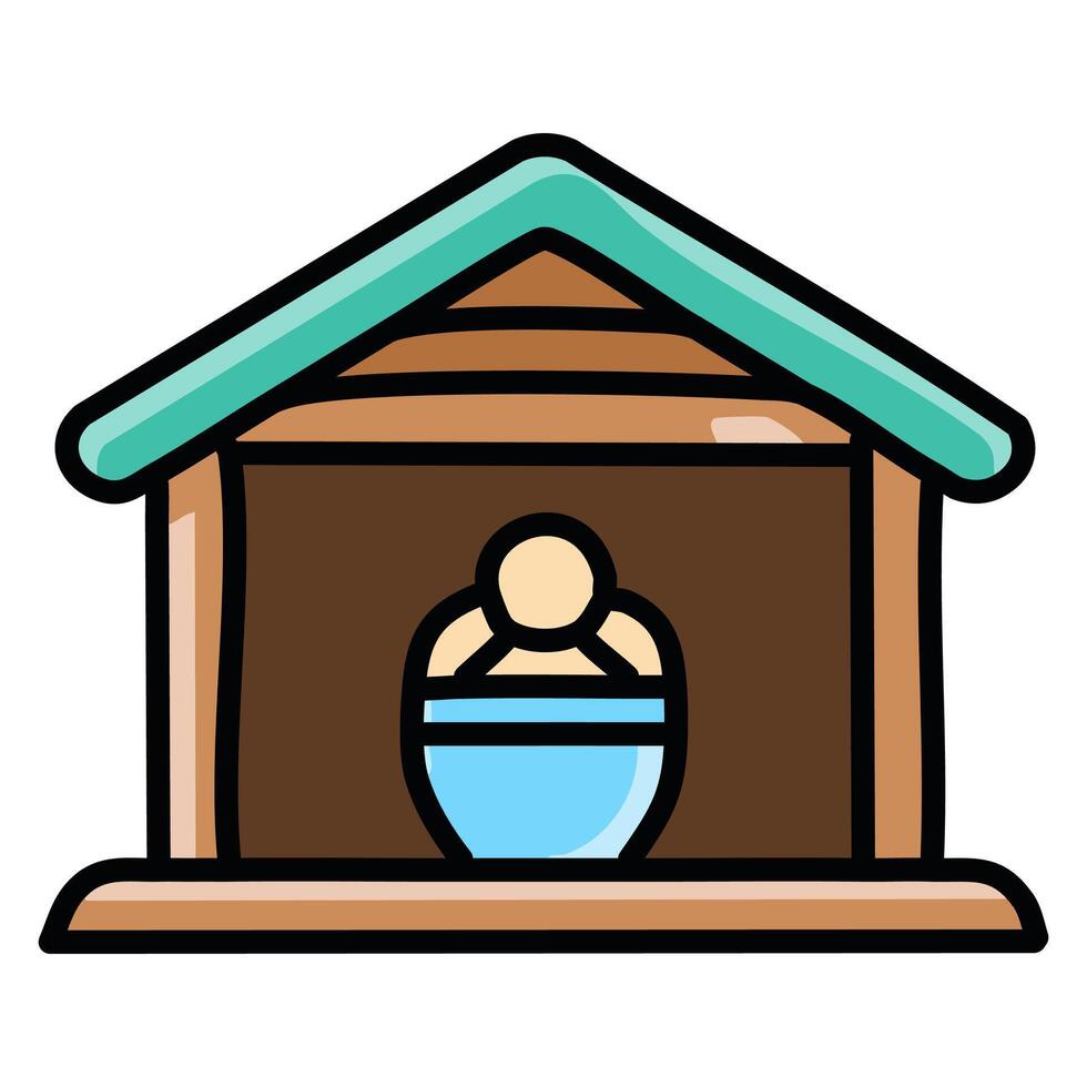 Illustration of a doghouse icon on a white background. vector