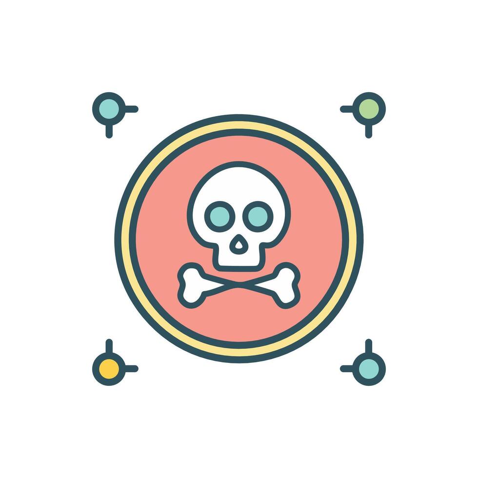Skull and crossbones icon in flat style. illustration. vector