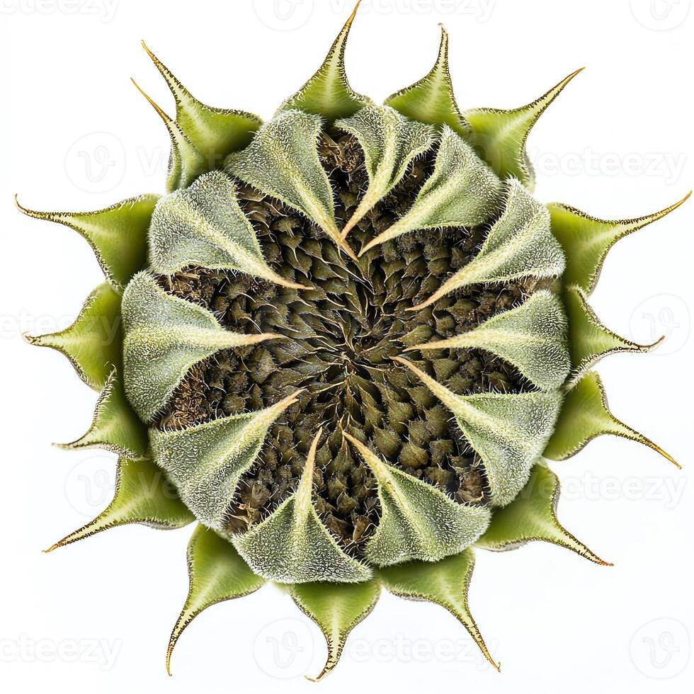 Sunflower head, white isolate background photo