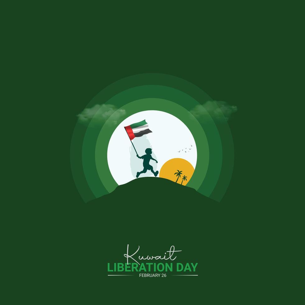 illustration. design holidays of Kuwait. 26th Kuwait Liberation Day holiday. February 26 is the day of liberation of Kuwait. vector