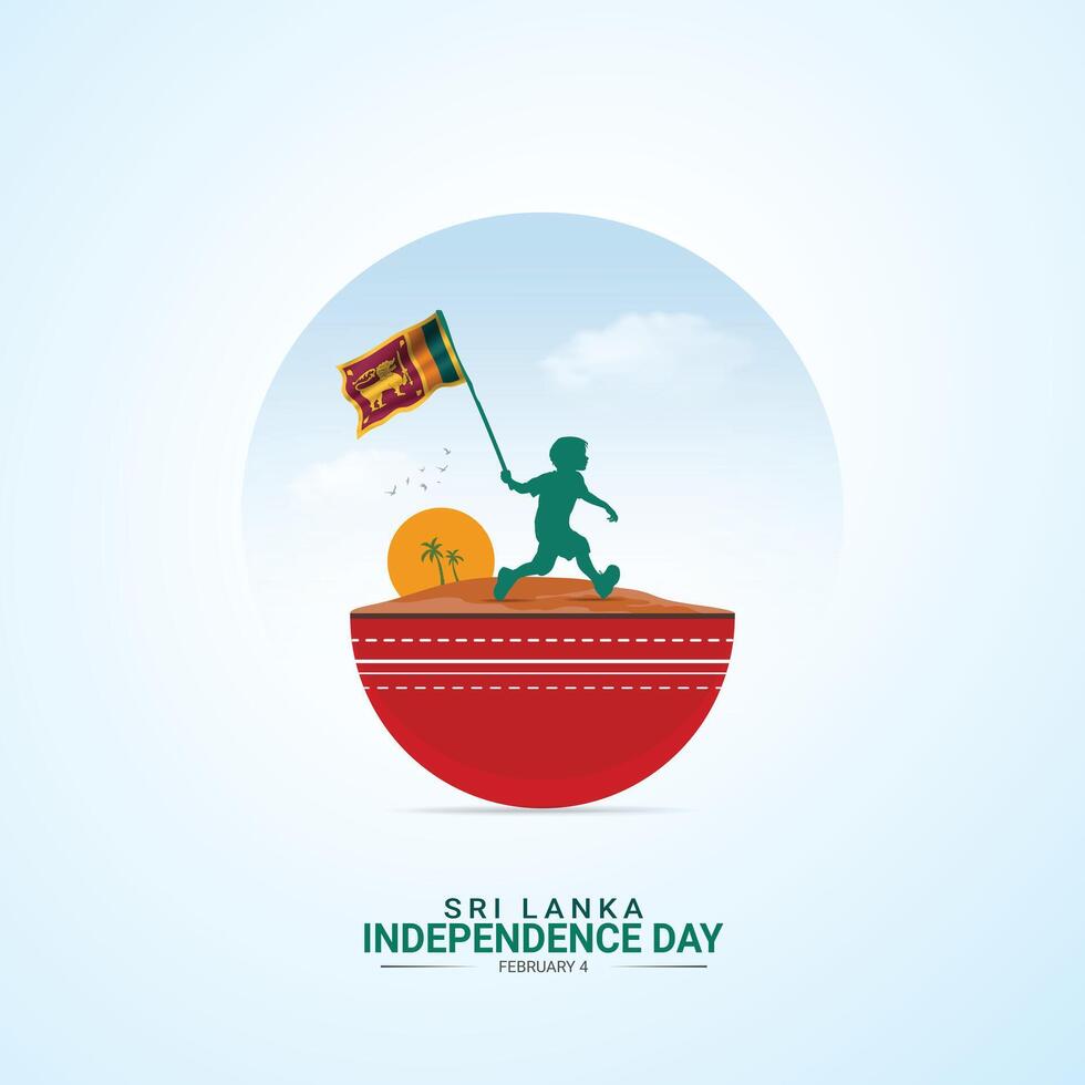 Sri Lanka Independence Day Post and Greeting Card. Happy Independence Day of Sri Lanka with Text, Birds Illustration vector