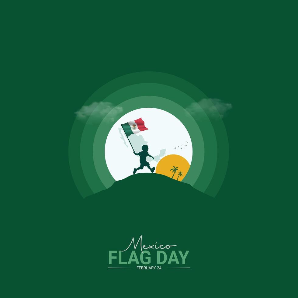 Mexico Flag Day Illustration. Represents the values and struggles that shaped Mexico's history and inspires patriotic feelings among citizens. flat style design. vector