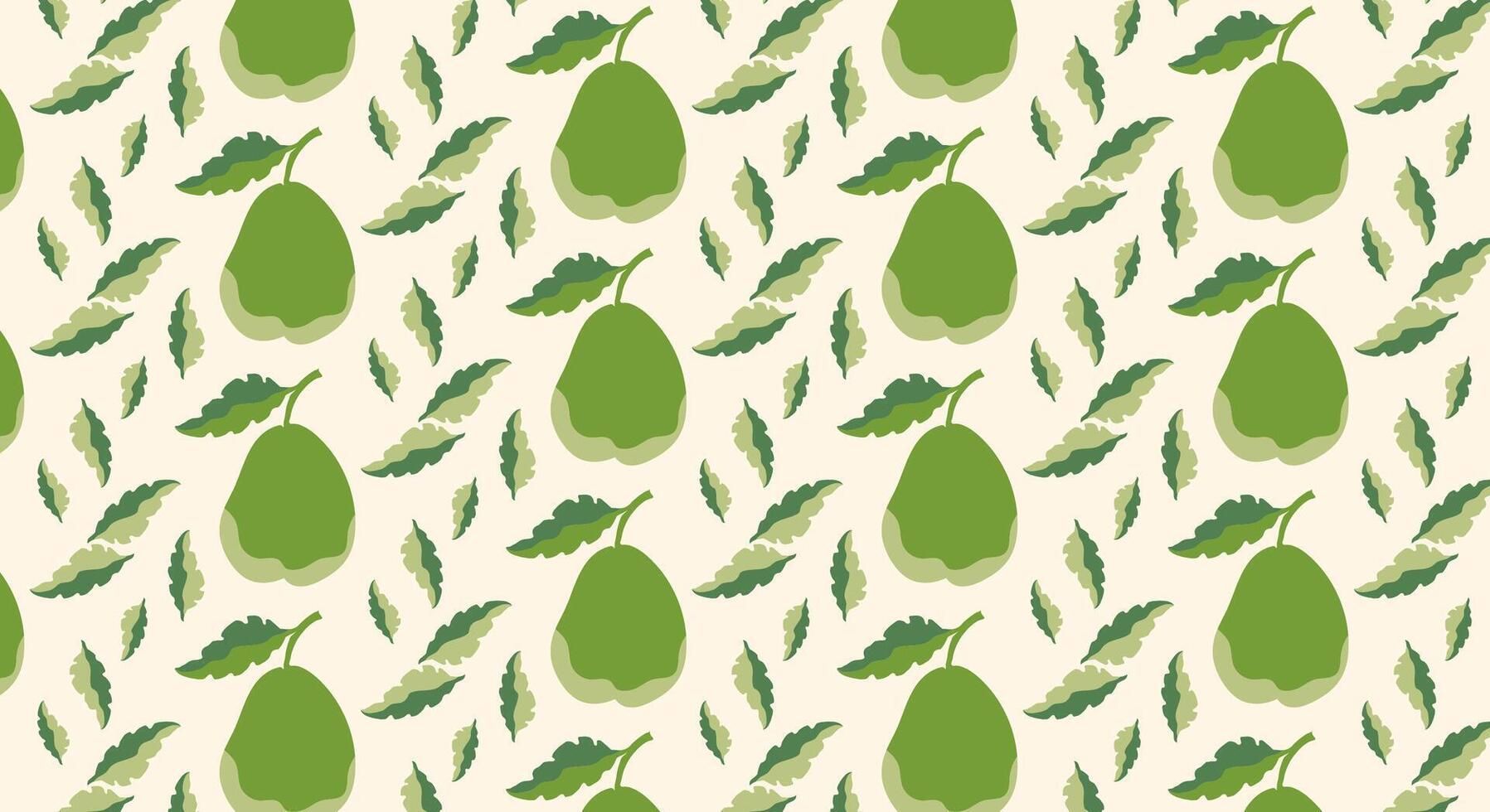 Seamless pattern with pear fruit. Fresh green pears in cartoon style. vector