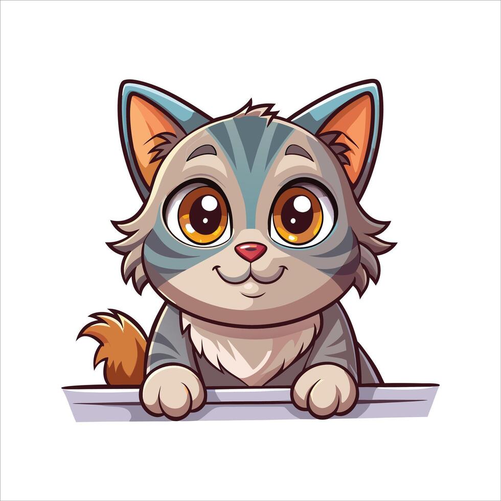 Australian Mist Cat Peeking vector