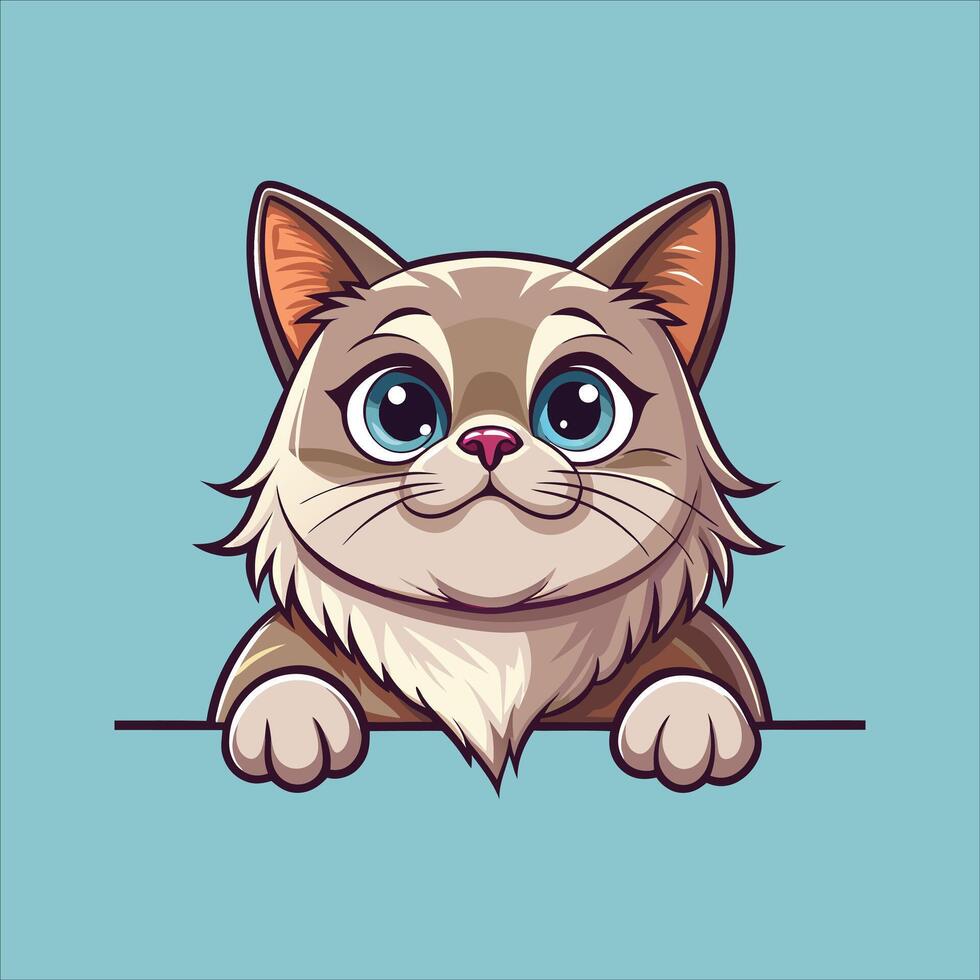 Himalayan Cat Peeking Clipart vector