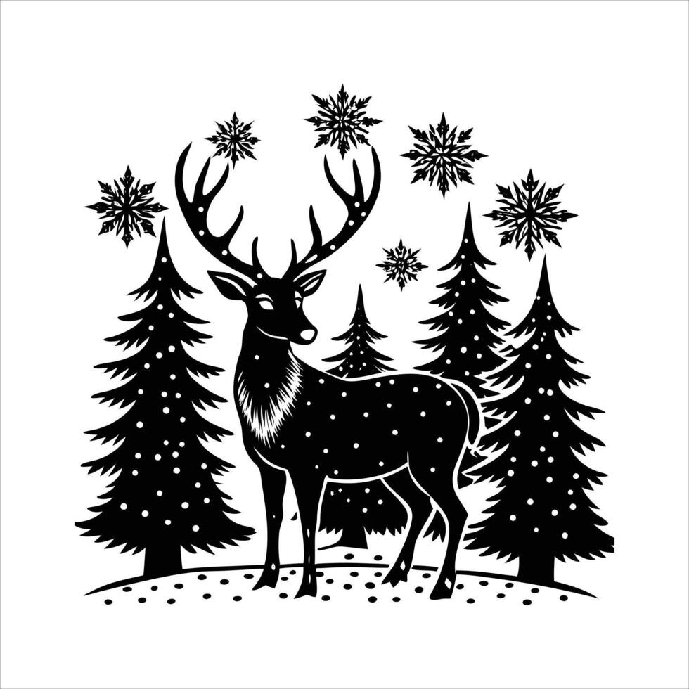 Elegant Deer Face Silhouette vector