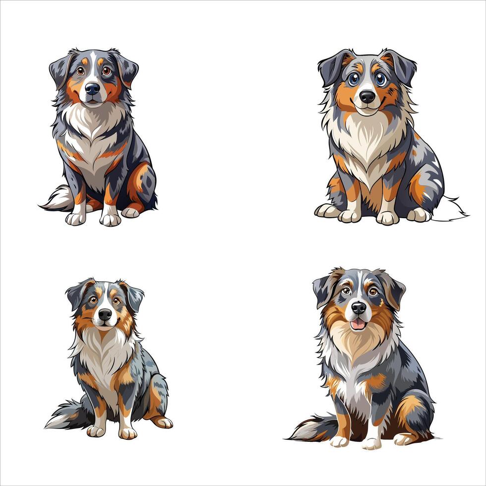 Australian Shepherd Sitting Vectors