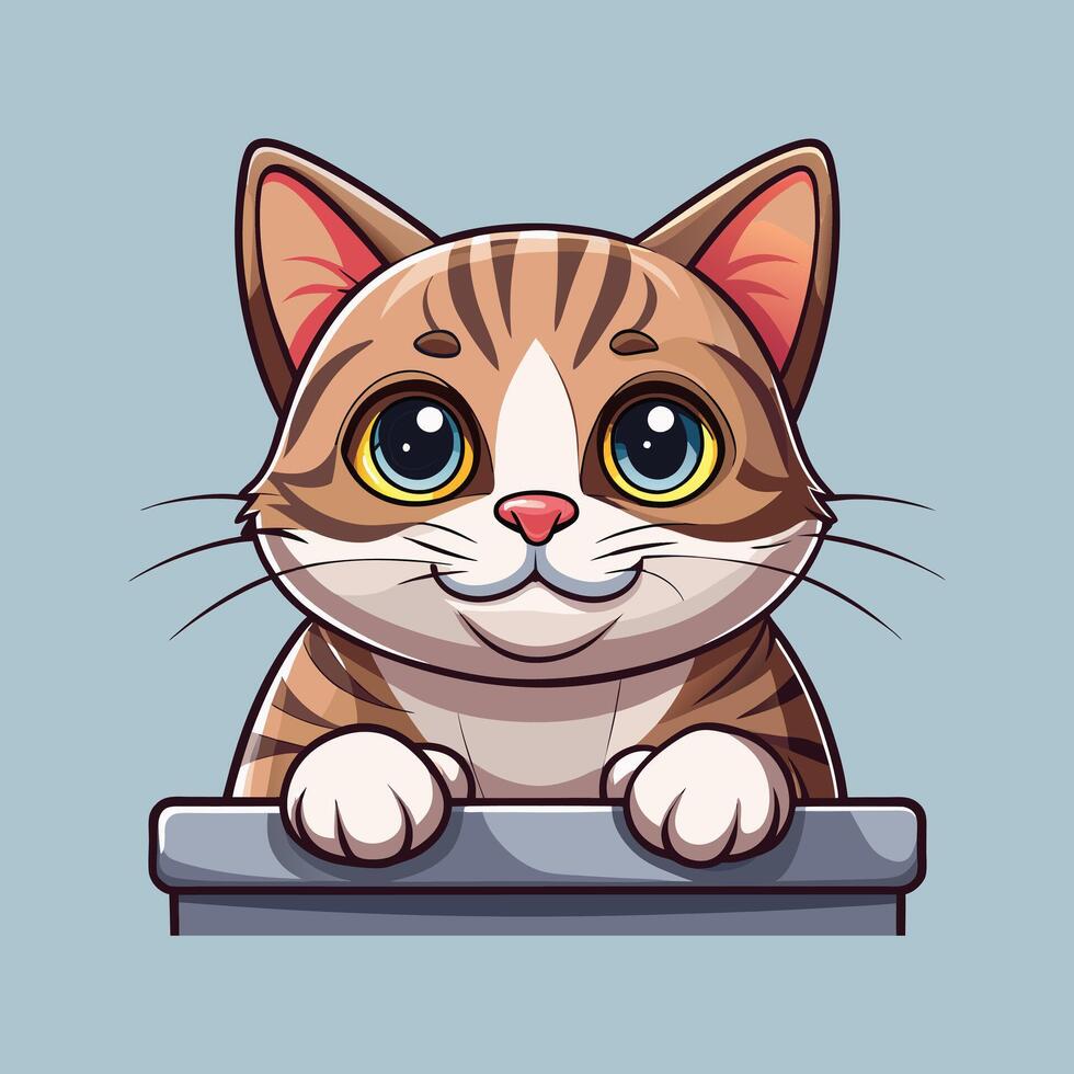 Cute American Wirehair Cat Peeking Kitten Hiding vector