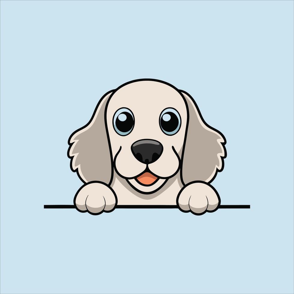 English Setter Peeking Face Dog illustration vector