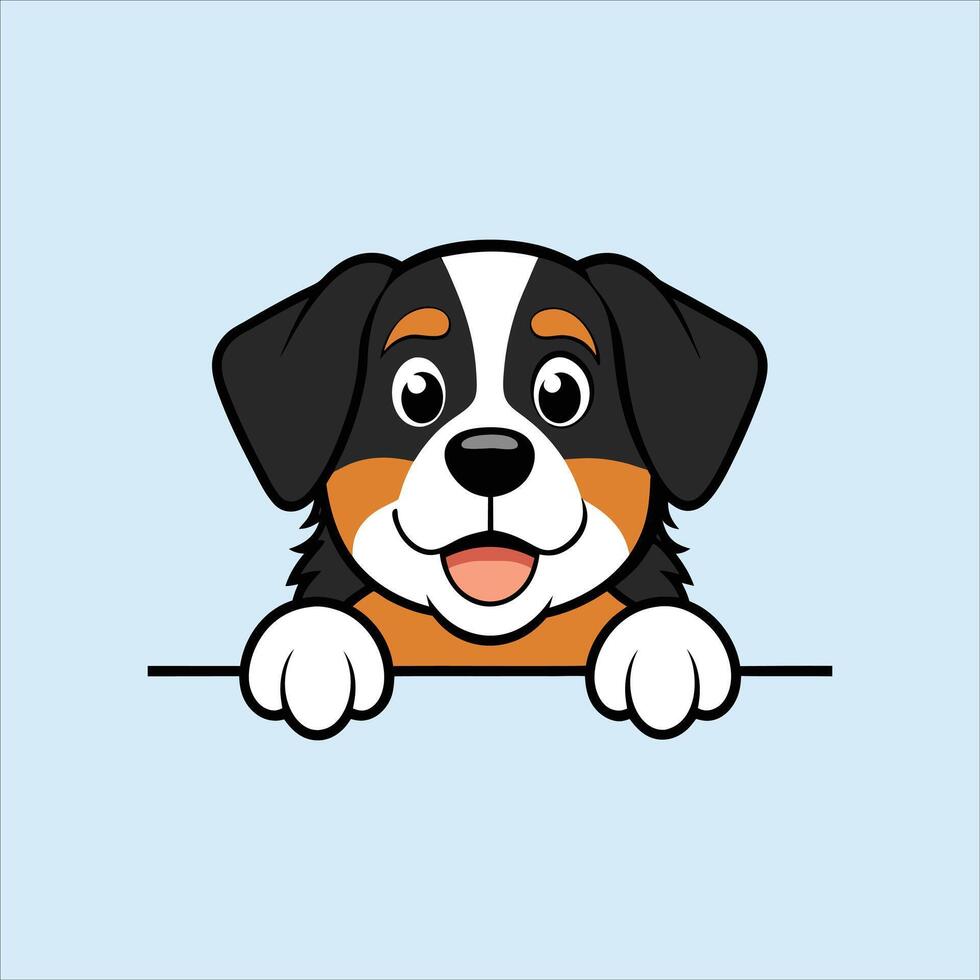 Bernese Mountain Dog Peeking Face illustration vector