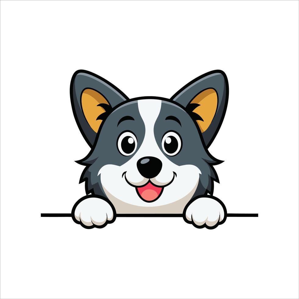 Australian Shepherd Dog Peeking Face illustration vector