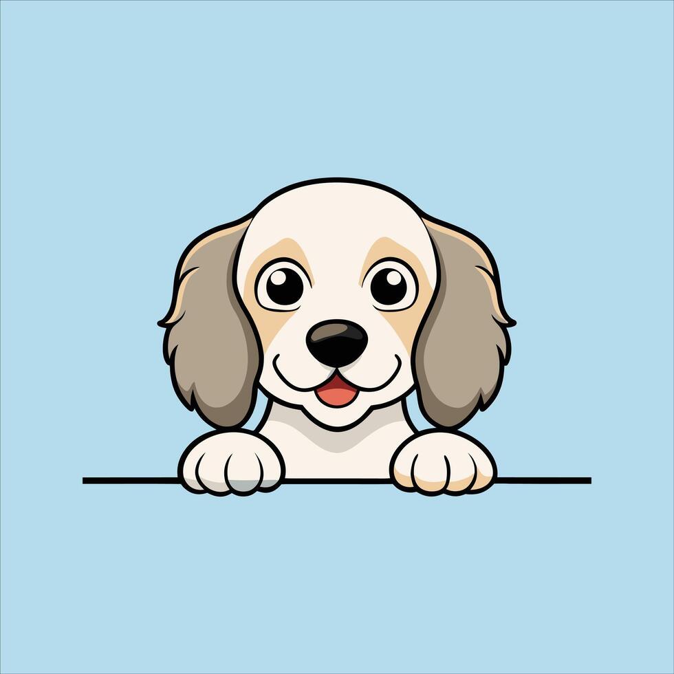 English Setter Peeking Face Dog illustration vector