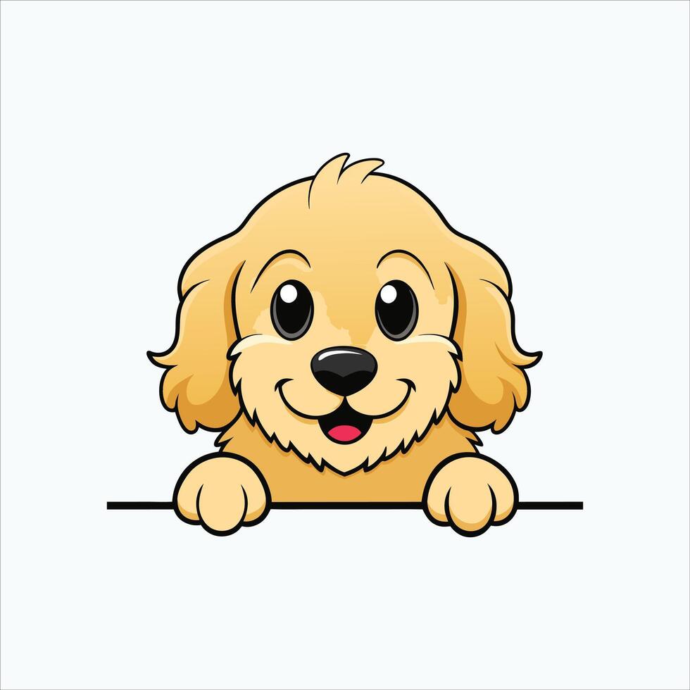 Peeking Goldendoodle Dog Peeking Face illustration vector