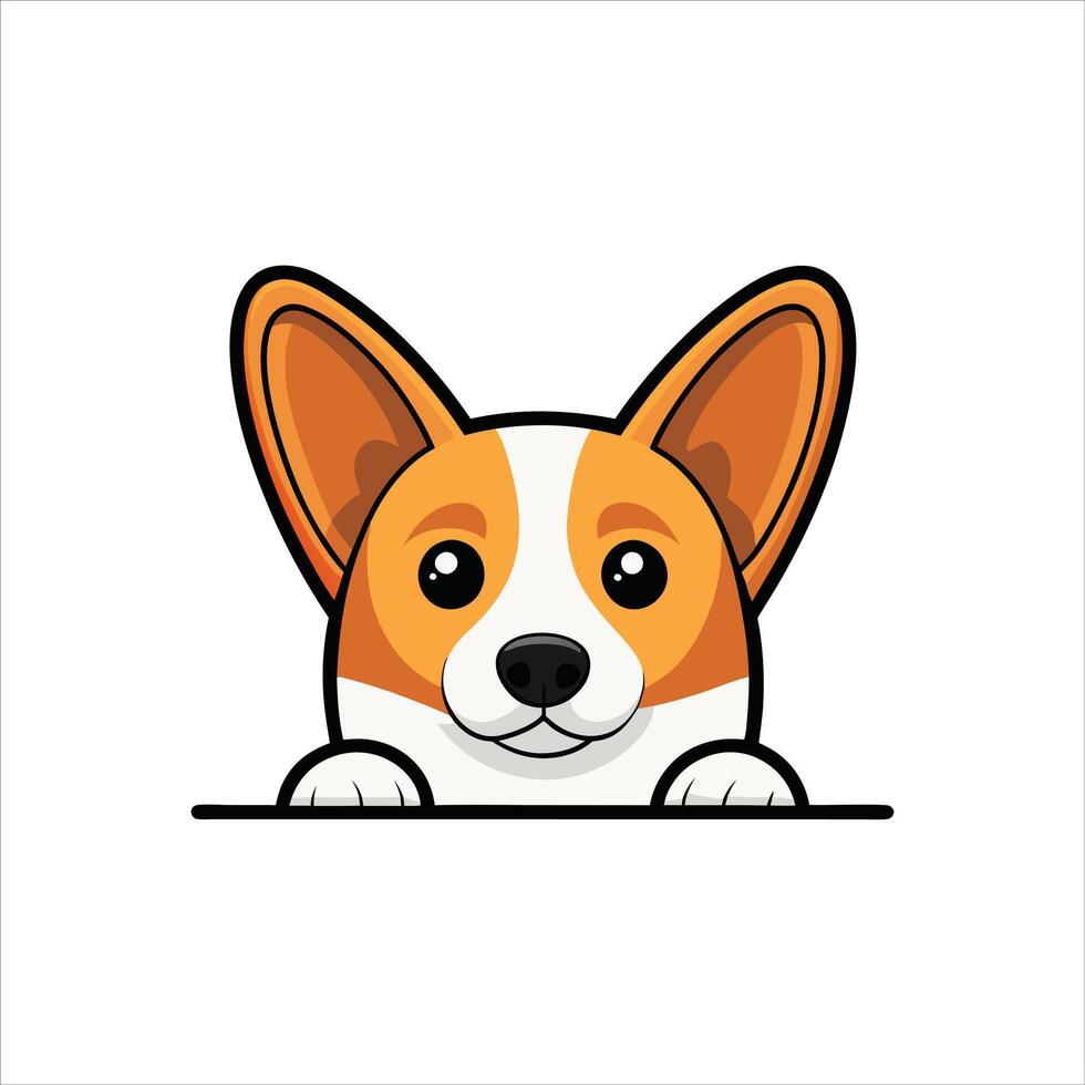 Peeking Welsh Corgi Dog Peeking Face vector