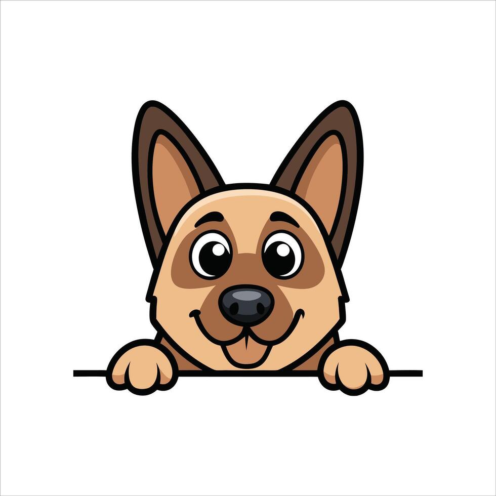 Cute Peeking German Shepherd Dog Peeking Face vector