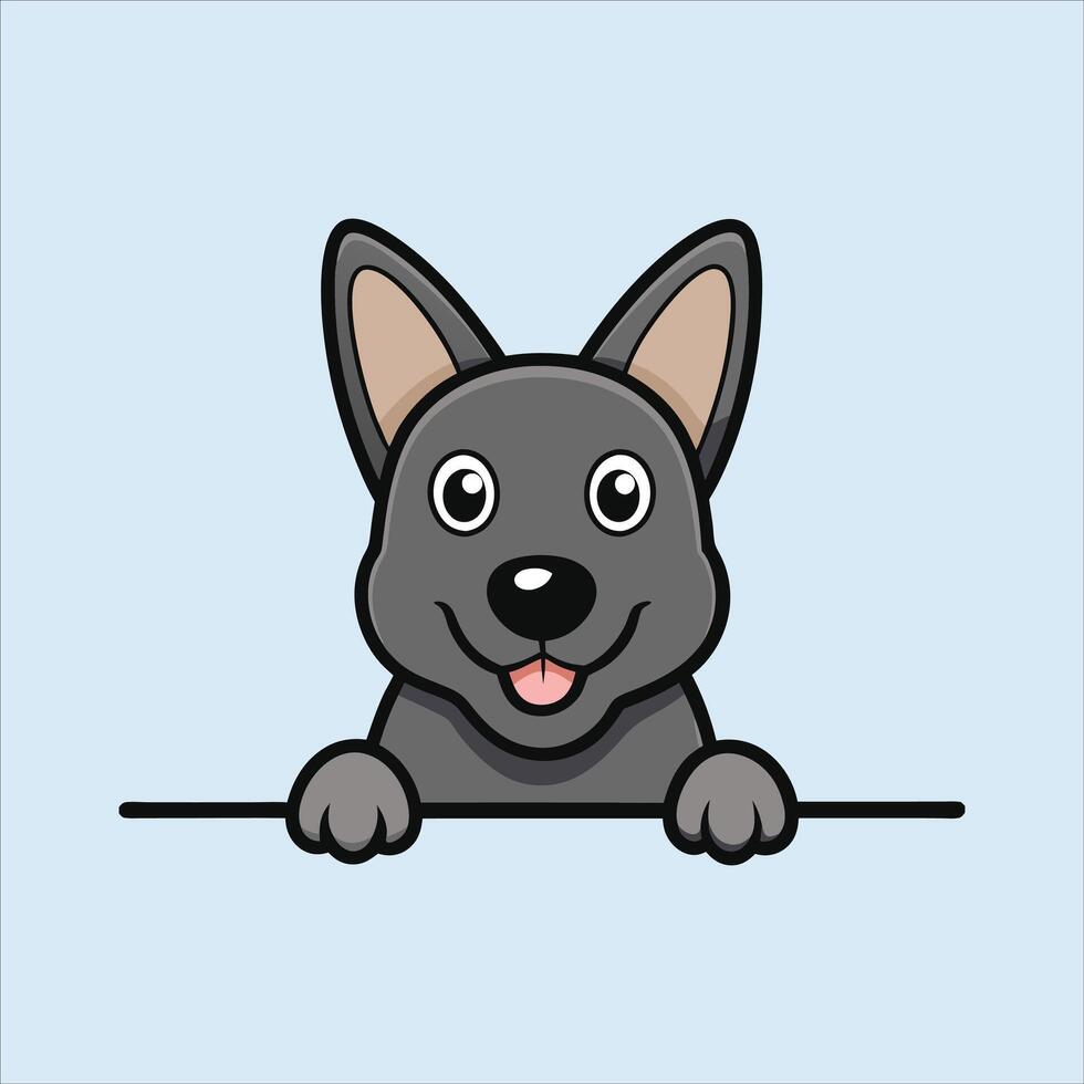 Cute Dobermann Dog Peeking Face illustration vector