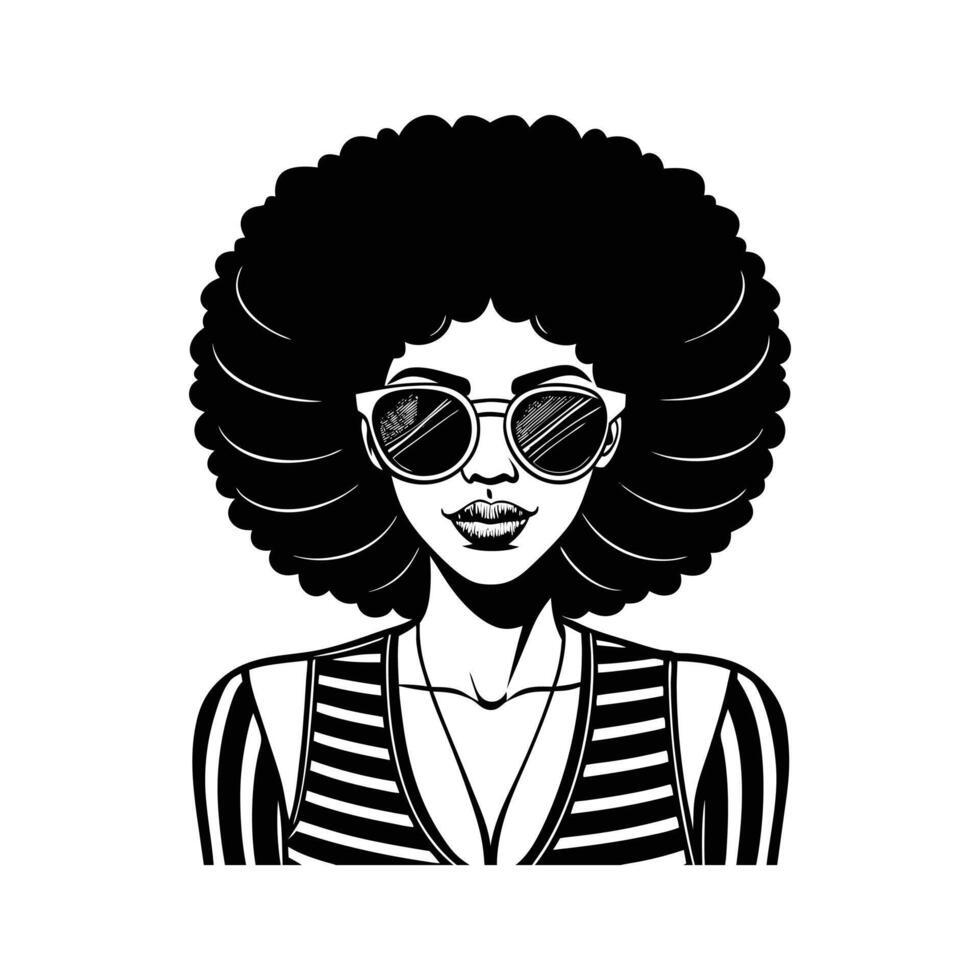 Afro Woman Wearing Sunglasses vector