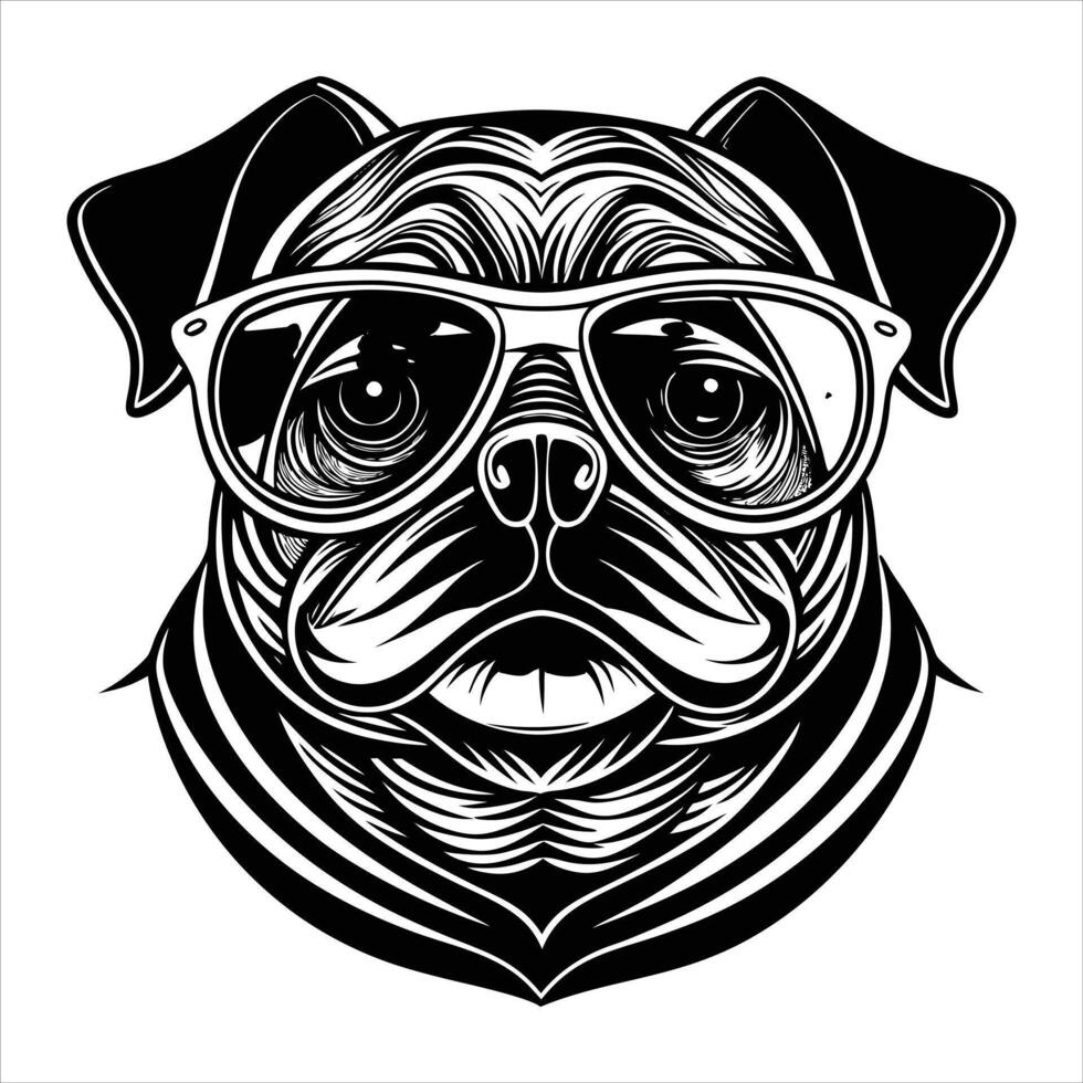 Pug wearing sunglasses icon vector
