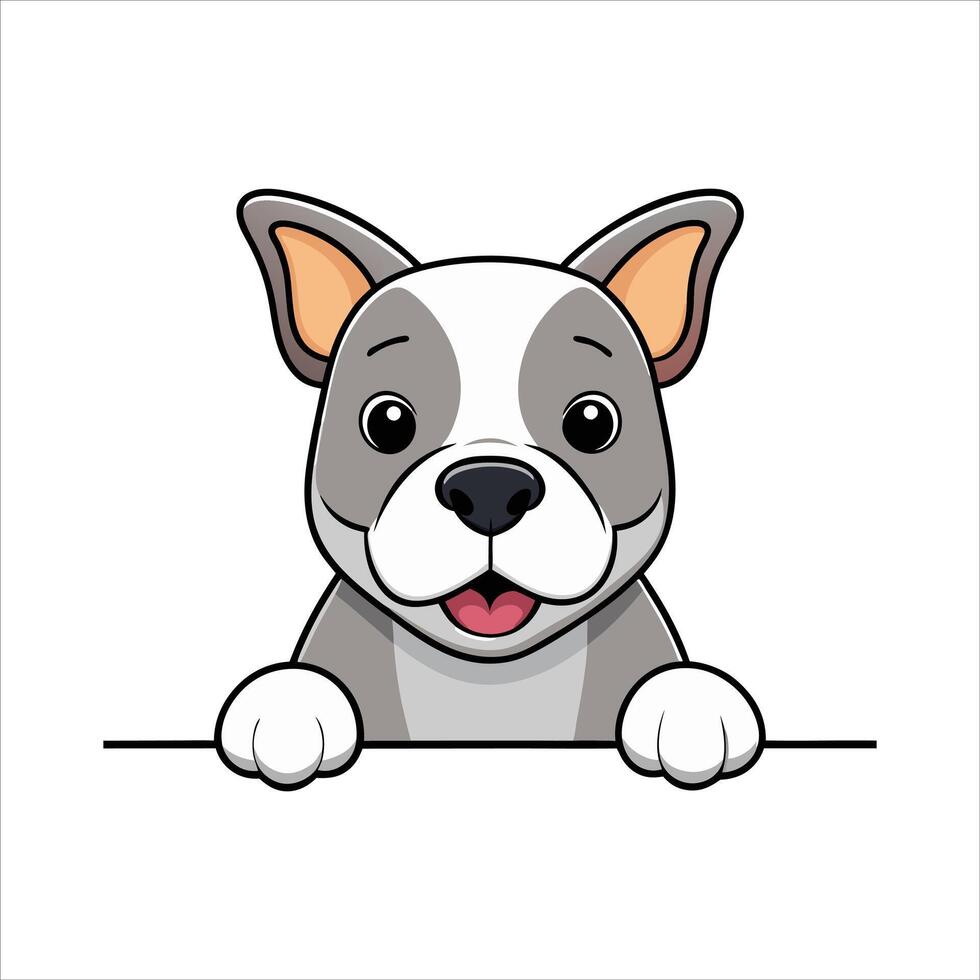 Bull Terrier Dog Peeking Face vector