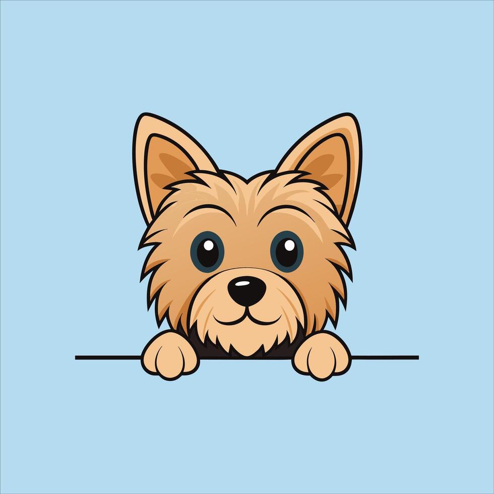 Yorkshire Terrier Dog Peeking Face illustration vector