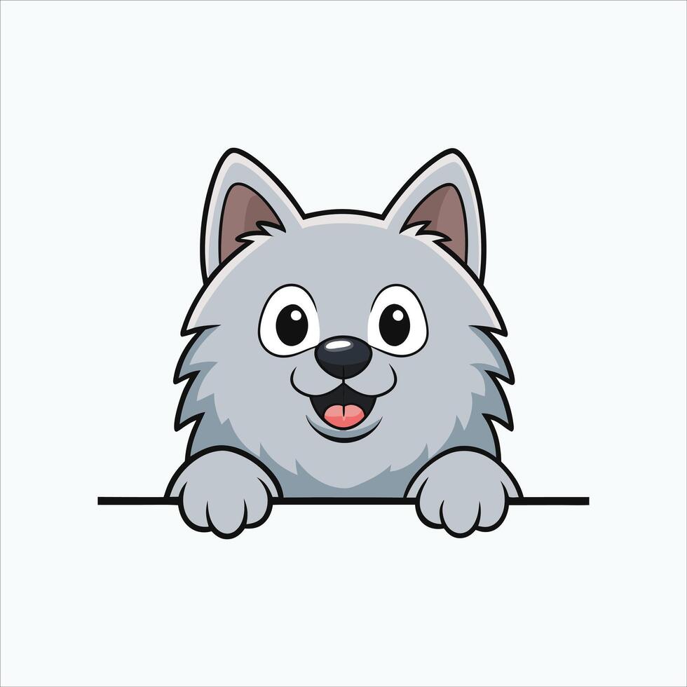 Keeshond Dog Peeking Face illustration vector