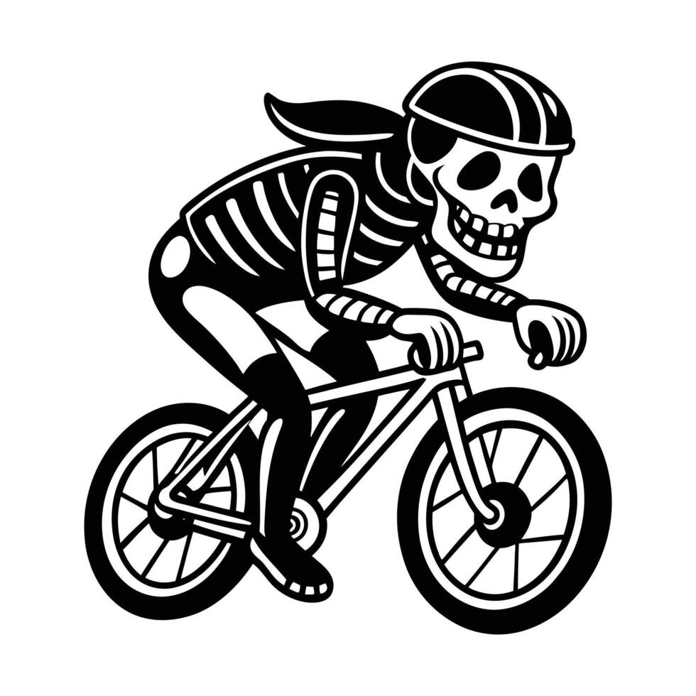 Skeleton riding bicycle Run vector