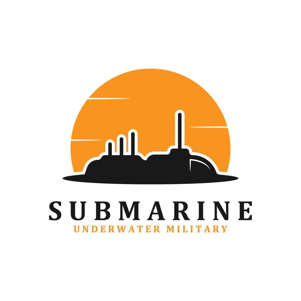 silhouette submarine logo vector