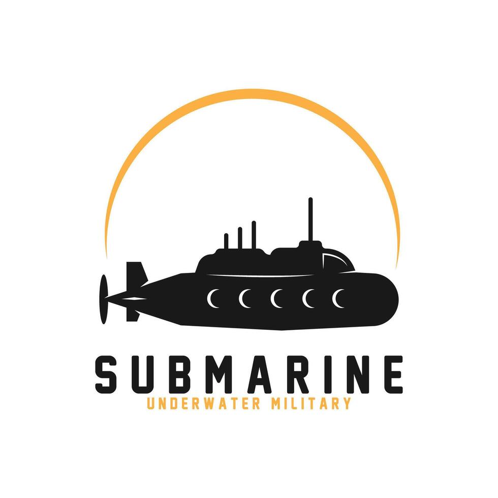 submarine logo illustration design. logo suitable for underwater tourism, restaurants, military and brand company vector