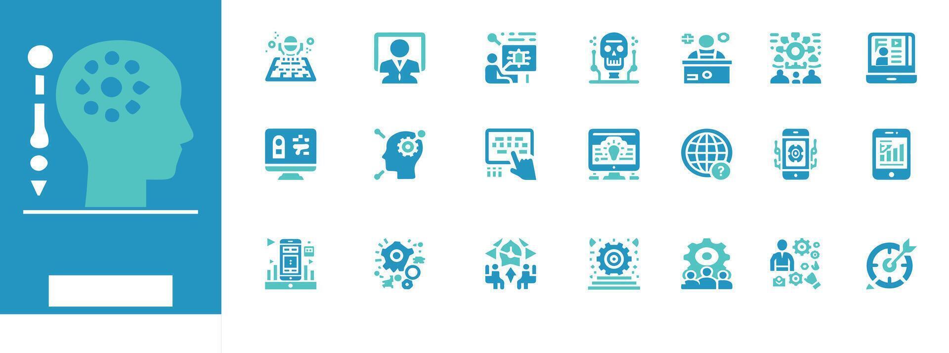 Editable AI Icon Set Machine Learning, Robotics, Deep Learning, Big Data, Predictive Analytics vector