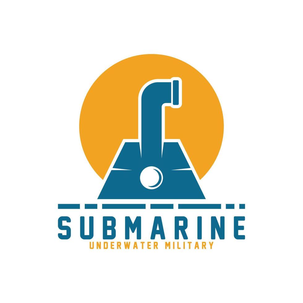 submarine with moon logo design vector