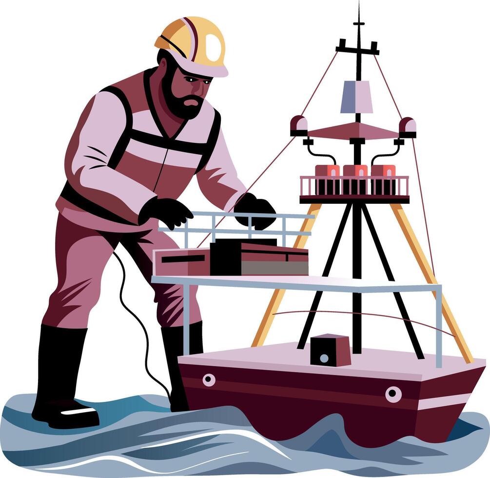 A flat illustration of professional marine scientist vector