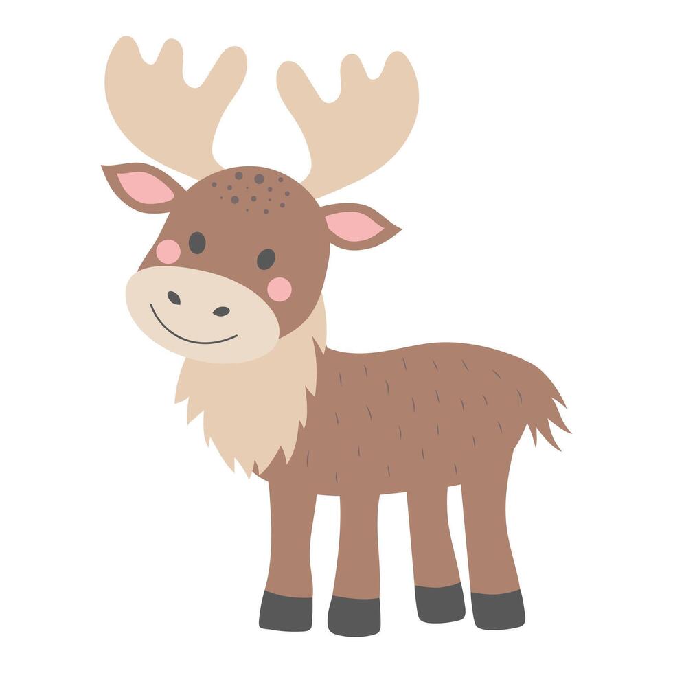 Cute elk. Cartoon forest character isolated on white background. vector