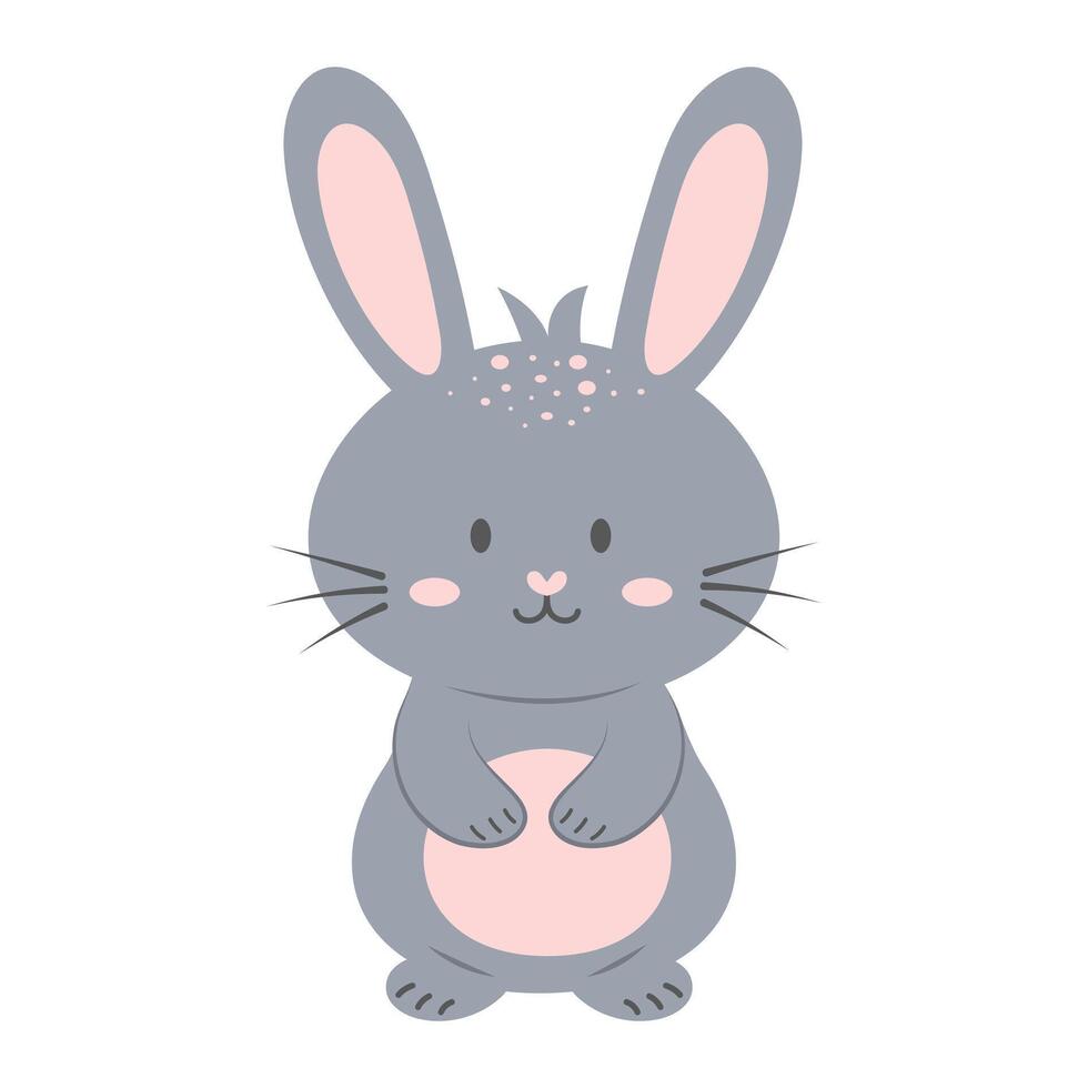 Cute rabbit. Cartoon forest character isolated on white background. vector