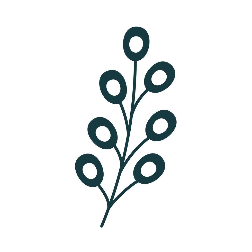 Boho twig isolated on white background. vector