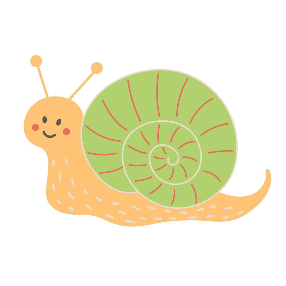 Cute snail. Cartoon character isolated on white background. vector