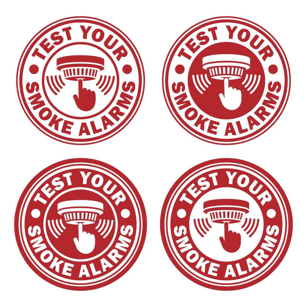 Test your smoke alarms set. Smoke detector icon symbol. Fire alarm logo sign. Fire safety equipment. illustration image. Isolated on white background. vector