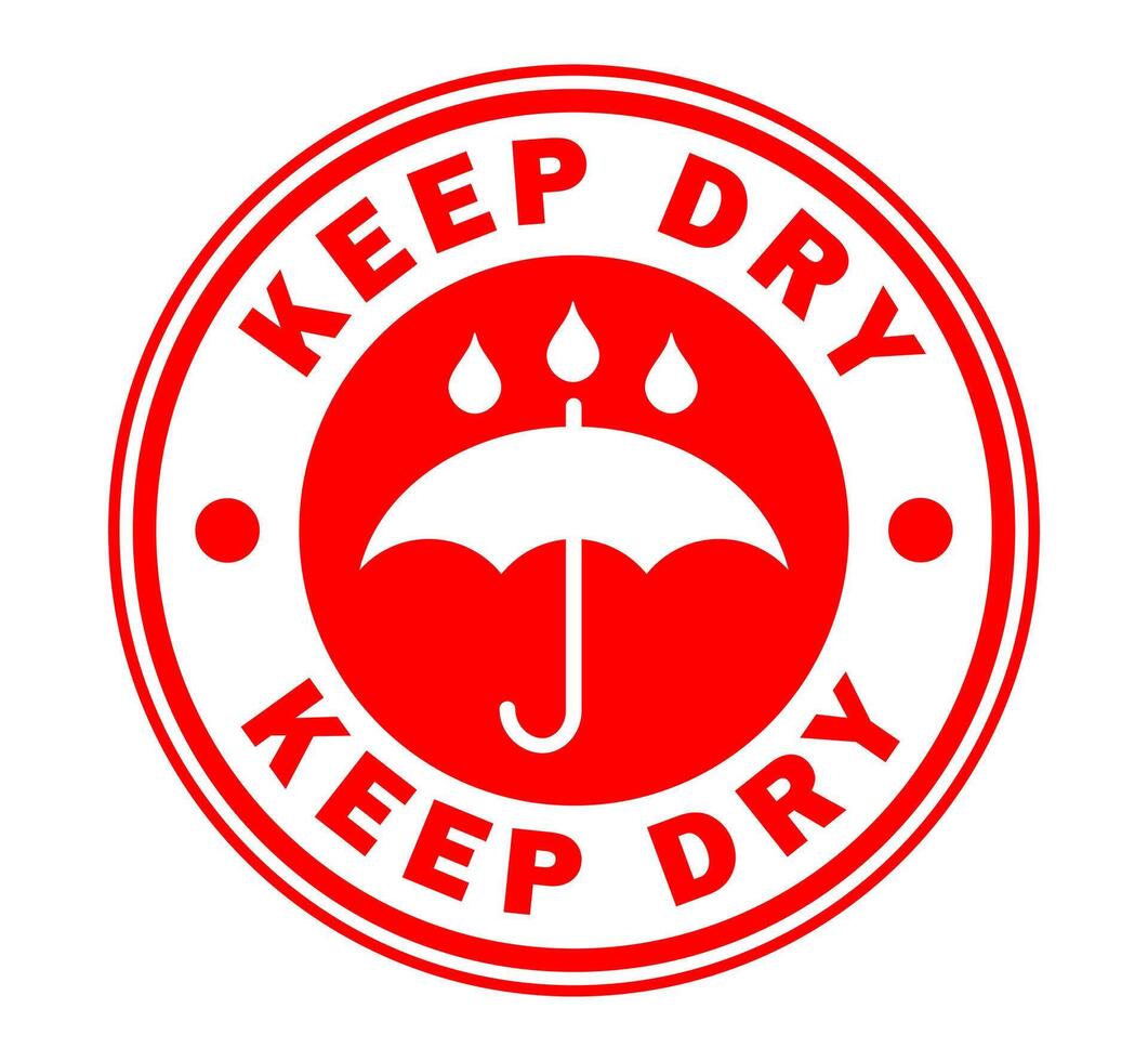 Keep dry round circle stamp sticker icon symbol set. Handle with care sticker logo sign. Fragile , This way up. illustration image. Isolated on white background. vector