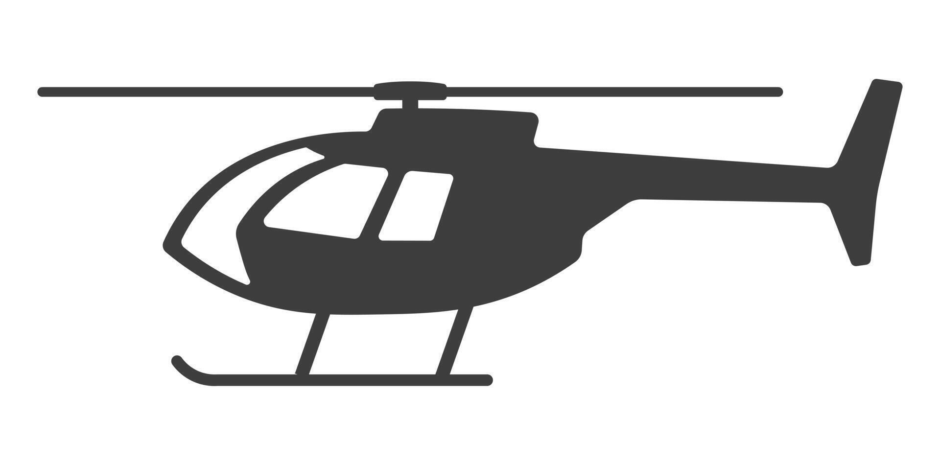 Helicopter shape icon symbol silhouette. Aircraft chopper logo sign. illustration image. Isolated on white background. vector
