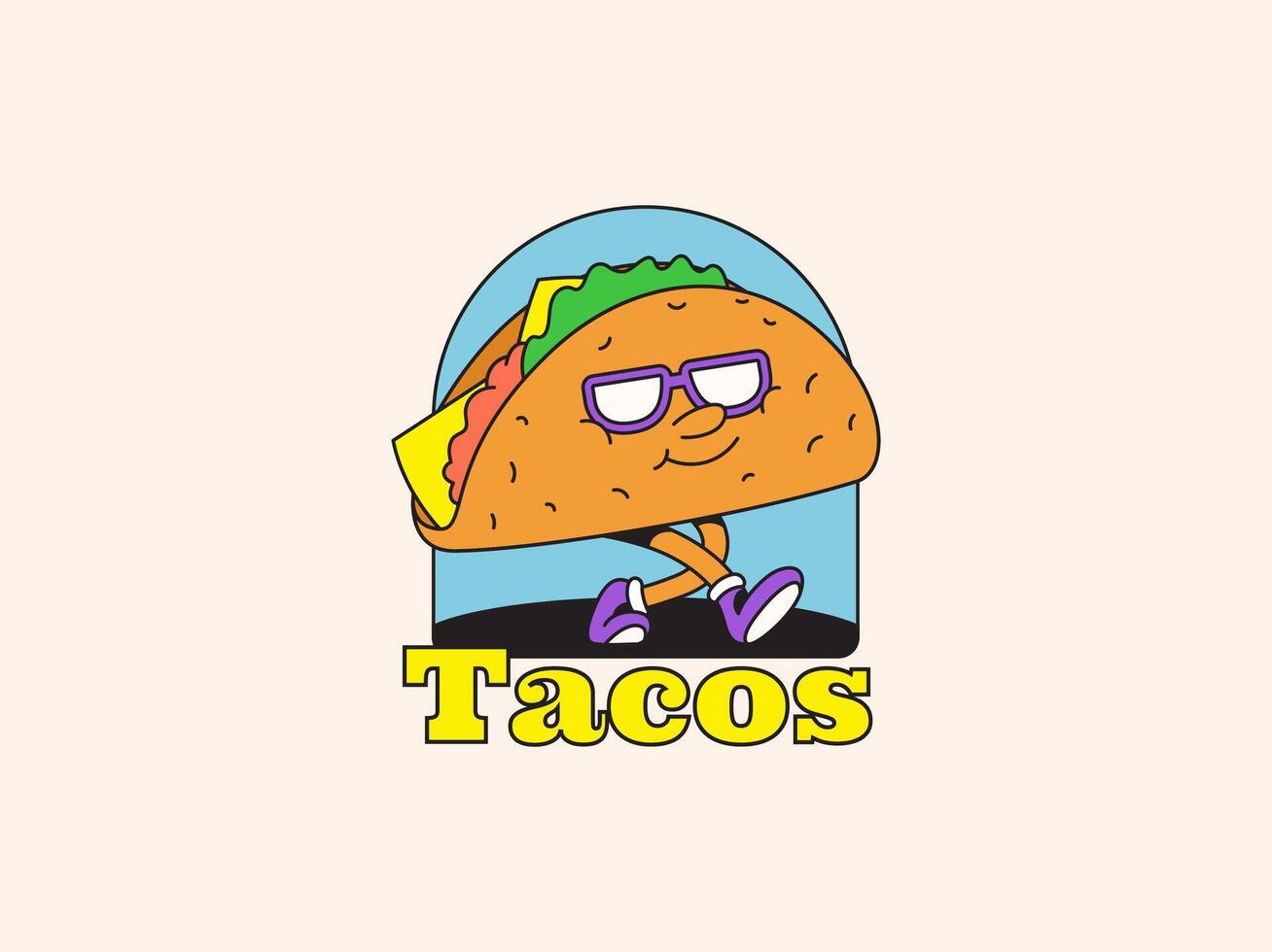 Taco Retro Mascot Logo vector