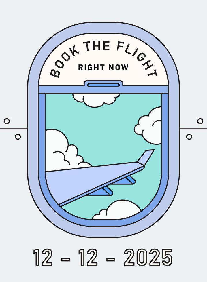 Airplane window banner with airplane wings vector