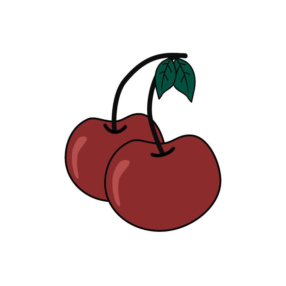 Cherry isolated on white background. vector