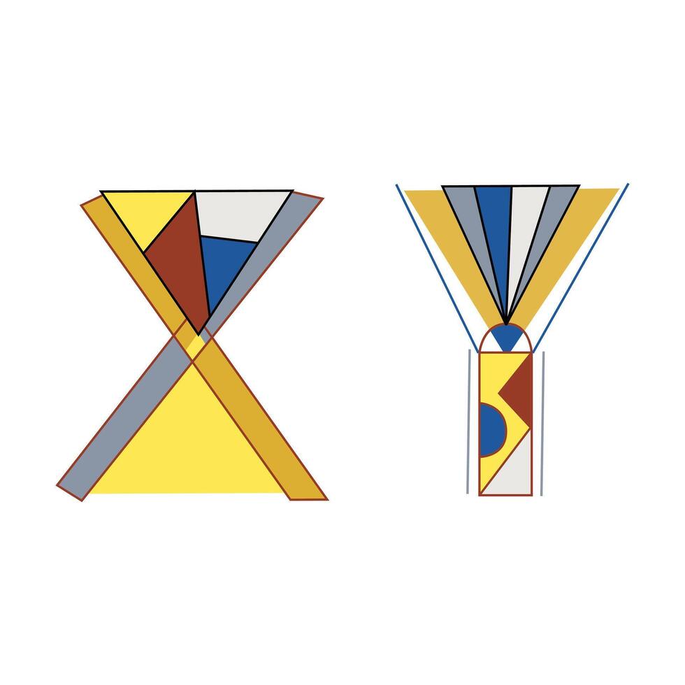 Alphabet letters XY in an interesting style for your design, image. Color combination classic triad. vector
