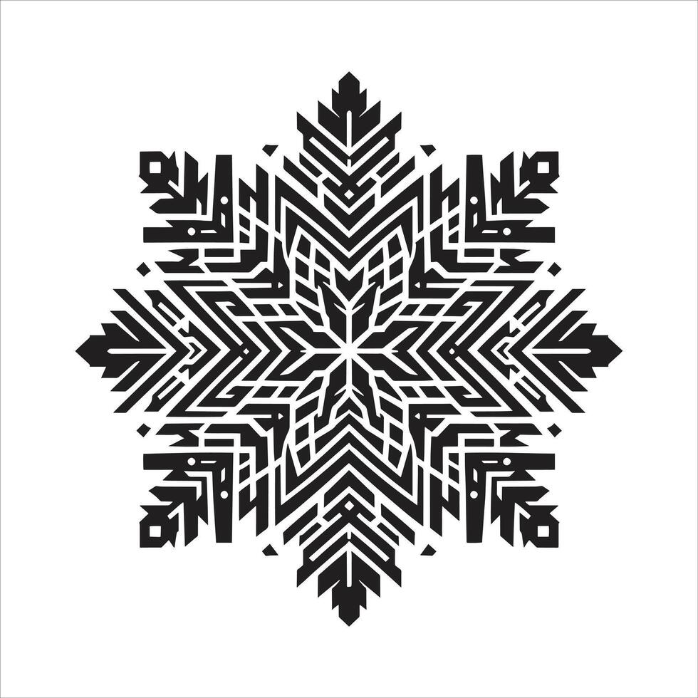 Snowflake Mandala Flower Black Silhouette Christmas Special Free Snow Flake Illustration vector