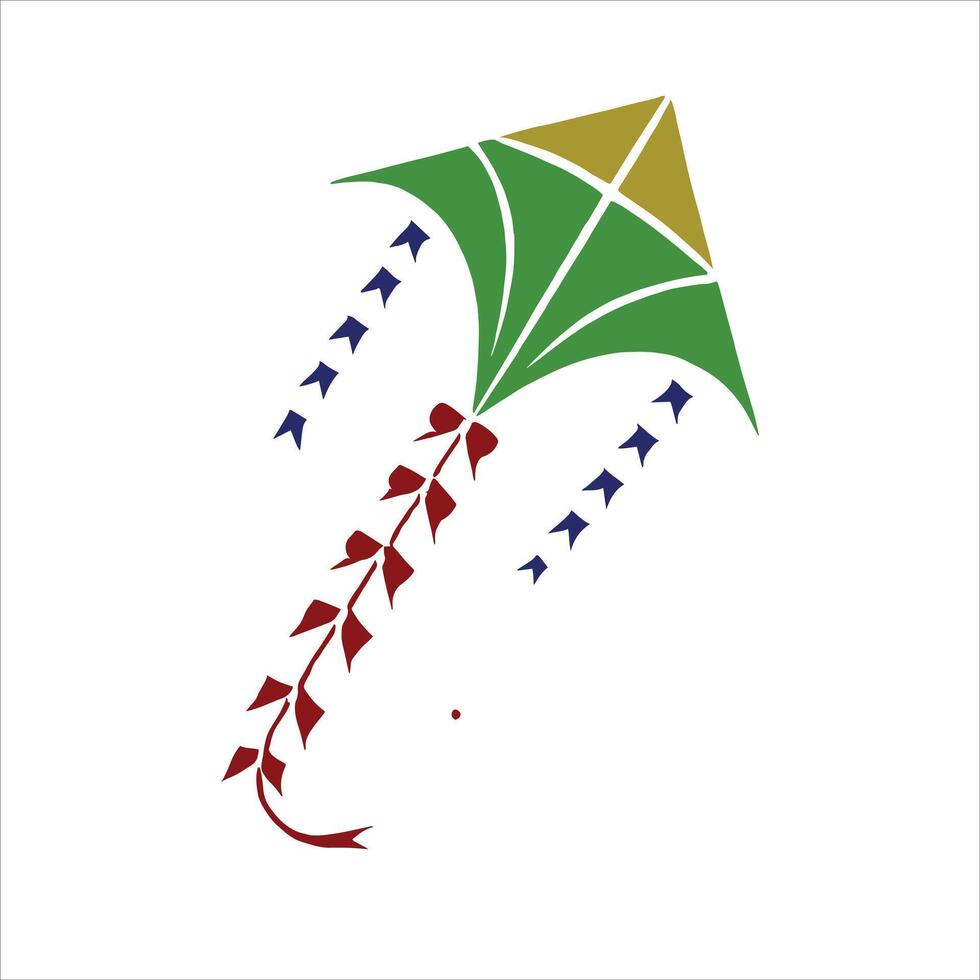 Colorful Flying Kite Icon Design with Long Fabric Tail for Makar Sankranti vector