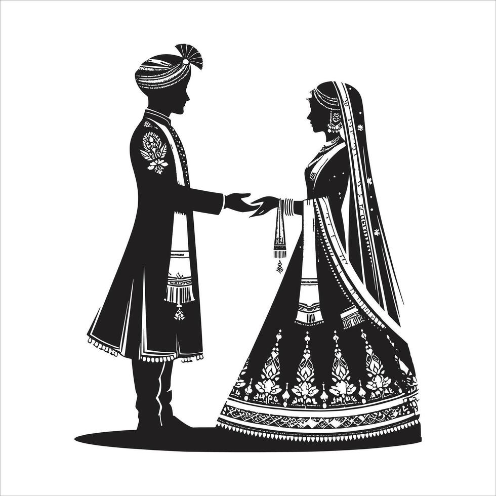 Wedding Proposal Poses of Romantic Bride and Groom Hugging in Valentine Week Silhouettes vector