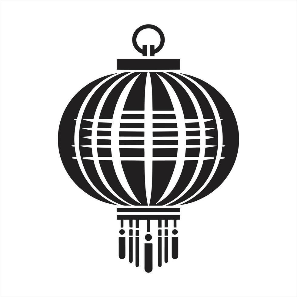 Lunar New Year Traditional Chinese Lantern Featuring in Japan Lantern Paper Lamp Silhouette Design vector