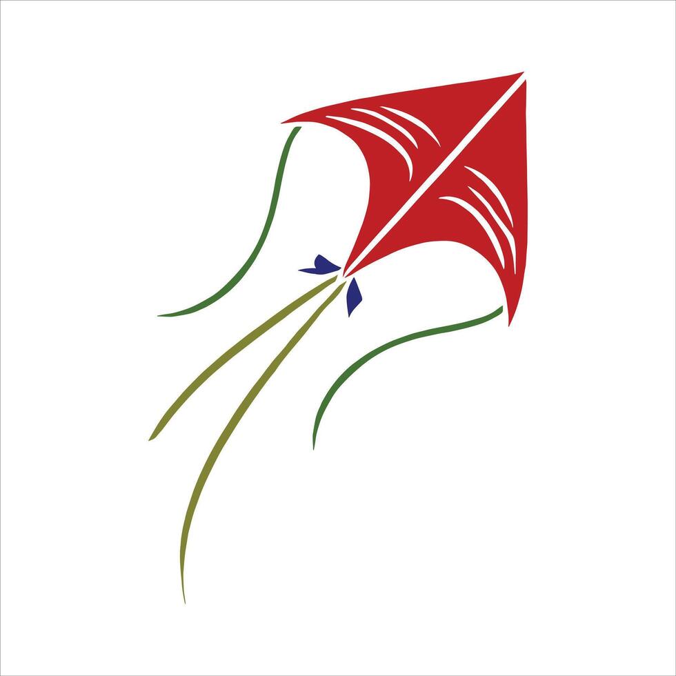 Flying Kite with Long Fabric Tail Toy Illustration for Happy Makar Sankranti vector