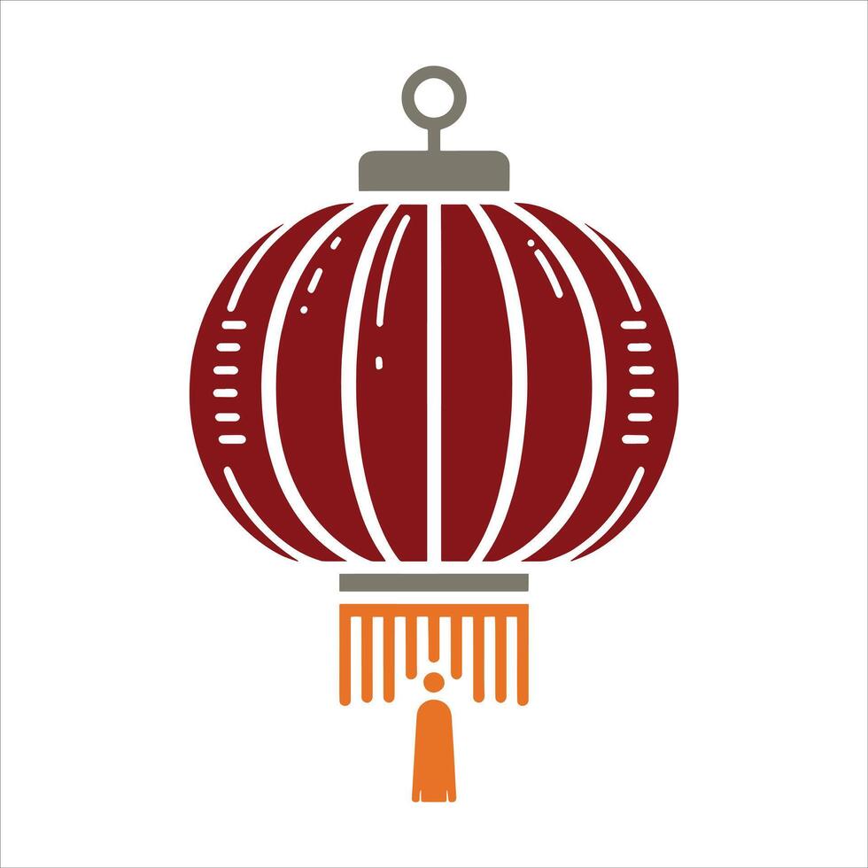 Red Lunar New Year Paper Lamp Silhouette Featuring Traditional Chinese Lantern with and Japan Lantern Style vector